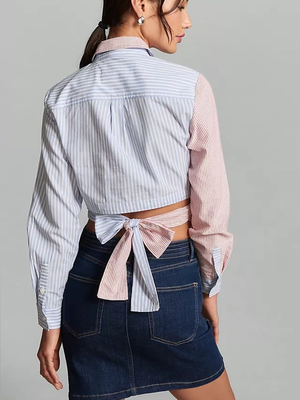 Maeve Anthropologie two tone‎ tie back blouse